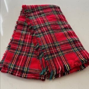 Gap Red Plaid Blanket Fringed Scarf 🧣 *New